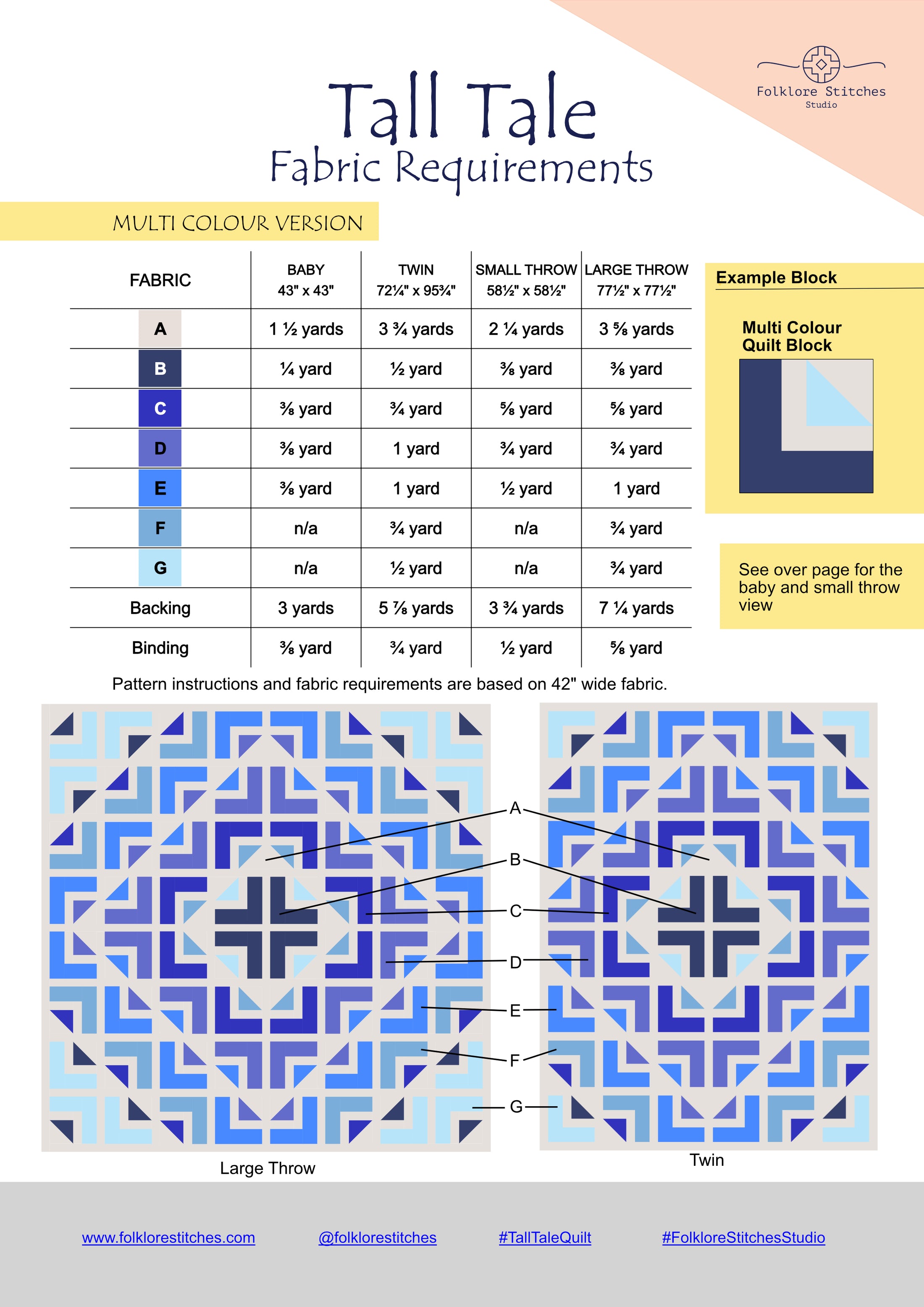 Tale Pattern Tall Tale Quilt Pattern - PDF – Folklore Stitches Studio